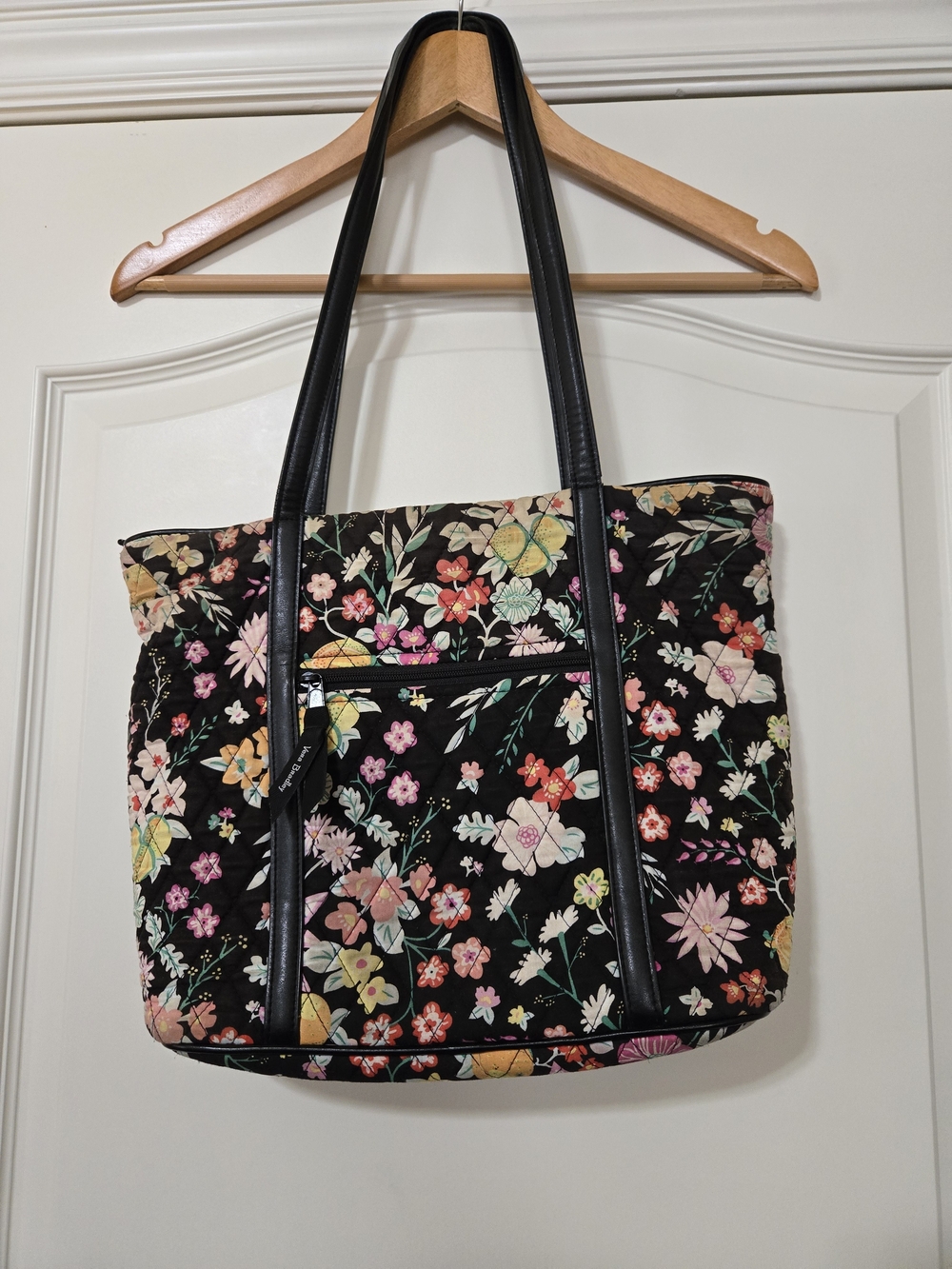 Vera Bradley Black Quilted Floral Shoulder Tote
